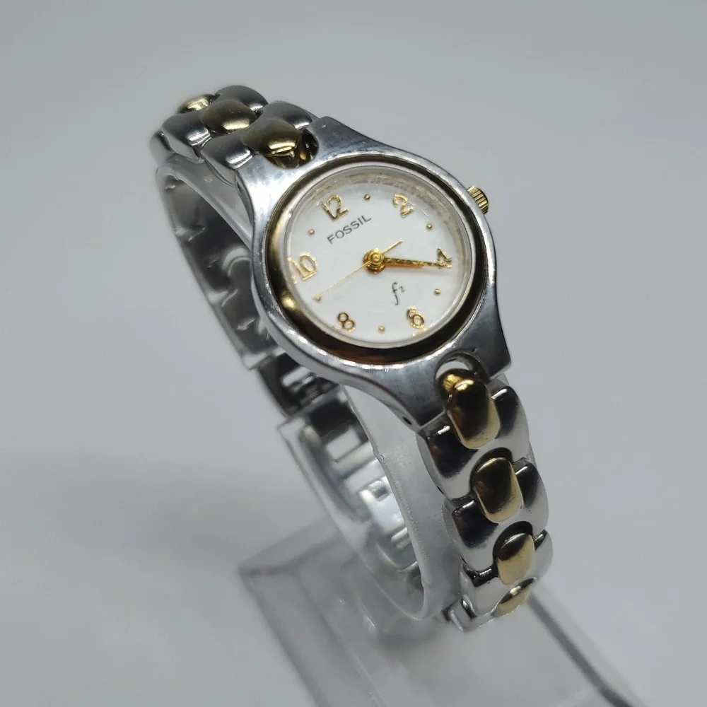 Vintage Fossil F² Watch ES8826  Gold Silver Stainless Steel Watch